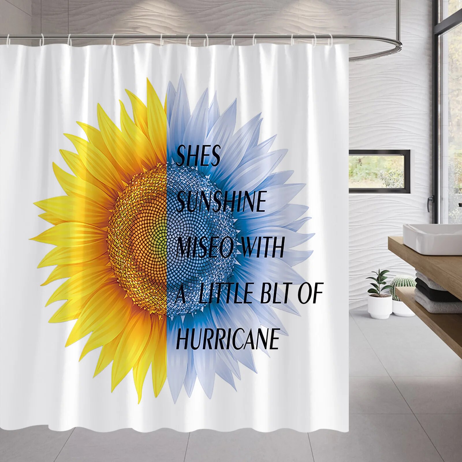 Moutina Hummingbird Floral Shower Curtain - 72x72 Inch, Waterproof Polyester, Spring Summer Bathroom Decor - View #9