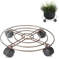 thumbnail image 1 of Plant Flower Vegetables Garden Pot Cart with Wheels, Brown, Circle, Metal Plant Caddy Plant Dolly DEWEL, 1 of 4