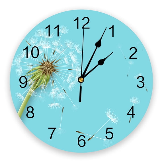 Plant Flowers Leaves Retro Decorative Round Wall Clock Arabic Numerals Design Non Ticking Bedrooms Bathroom Large Wall Clock（10 Inch）