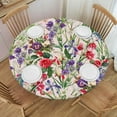 thumbnail image 1 of Plant Flowers Round Fitted Tablecloth Leaf Florl Birds Elastic Edged Waterproof Table Cloth Dining Table Decorations Accessorie, 1 of 7