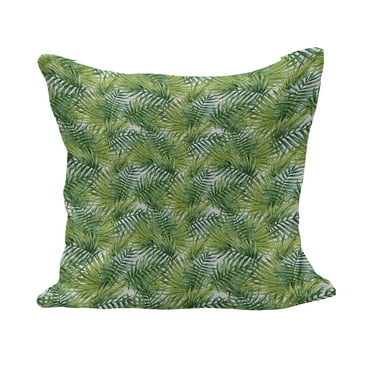 Plant Fluffy Throw Pillow Cushion Cover, Watercolor Tropical Palm Leaves Colorful Illustration Natural Feelings, Decorative Square Accent Pillow Case, 16" x 16", Fern Green Lime Green, by Ambesonne