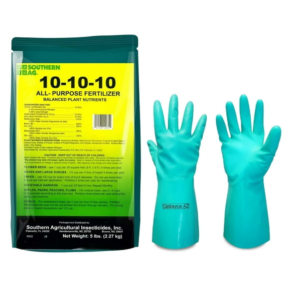 All Purpose Fertilizer 10 10 10, Southern Ag, 5lbs Available with Centaurus AZ Gloves