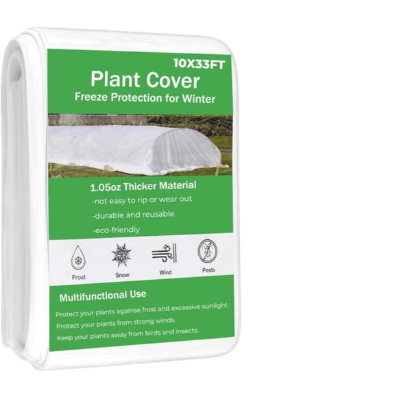 Plant Freeze Protection Cover, Frost Blanket Row Cover 9.8x32.8ft White Non-Woven Fabric for Winter Vegetable and Shrub Warmth Protection, White