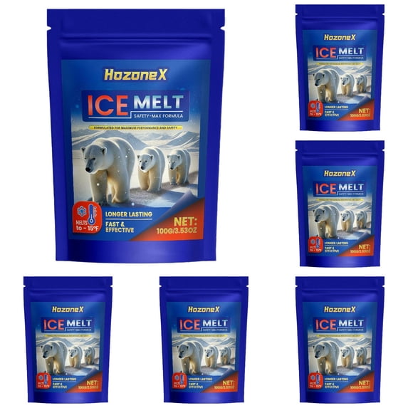 Plant-Friendly Snow Salt Ice Melt 100g, Non-Corrosive Deicing for Sidewalks, Driveways & Patios, Winter Storm Survival 10PACK