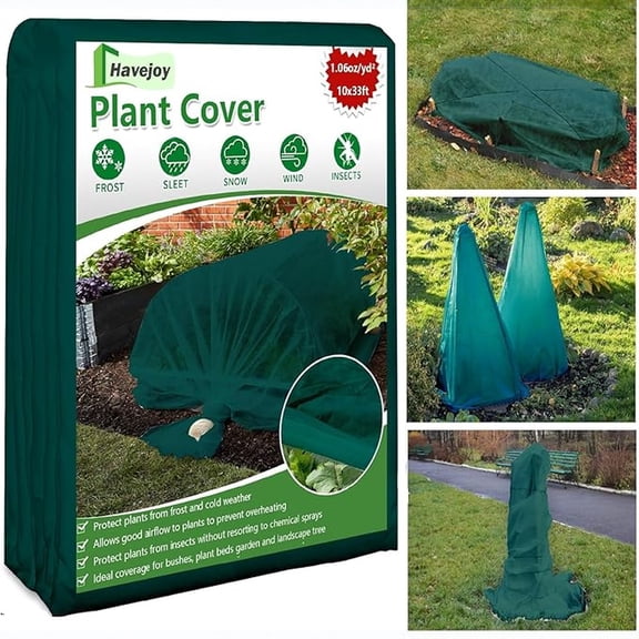 Plant Frost Blanket 9.8x16.4 Ft Cuttable Non-Woven Garden Cover for Winter Vegetable Tree Crop Outdoor Freeze Protection(Green)