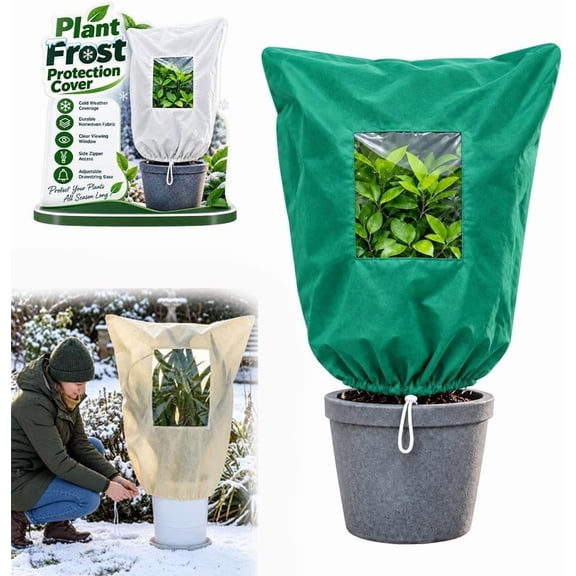 Plant Frost Protection Cover, Winter Plant Wrap Bag for Potted Shrubs and Trees, Outdoor Freeze Protection Cover with Zipper