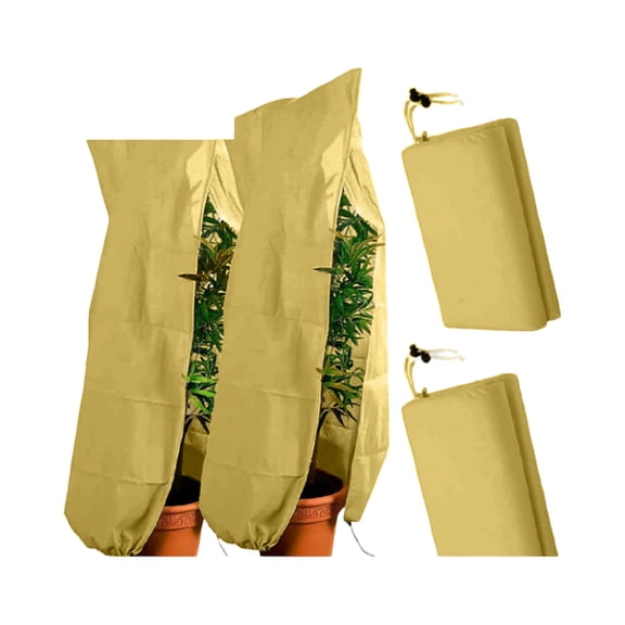 Plant Frost Protection Cover with Drawstring Closure Winter Shrub Jacket for Cold Weather and Insect Shield 24×32 In
