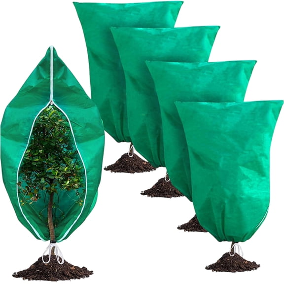 Plant Frost Protection Cover with Drawstring Closure Winter Shrub Jacket for Cold Weather and Insect Shield 24×32 In