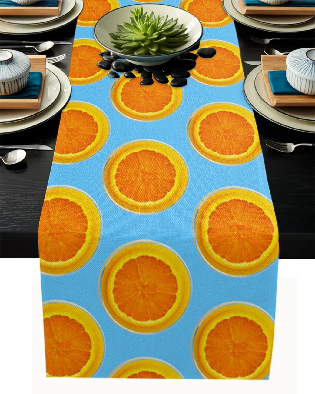 Plant Fruit Orange Table Runner Home Dining Table Decor Hotel Wedding ...