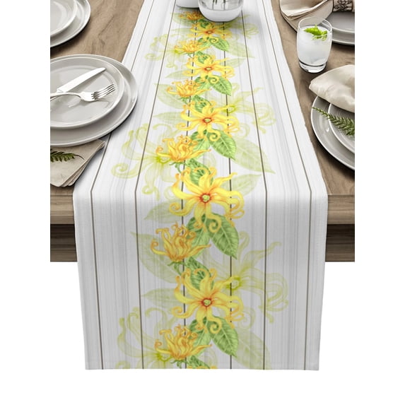 Plant Fruit Strawberry Wood Grain Table Runner Home Wedding Table Flag Mat Centerpieces Decoration Party Dining Long Tablecloth