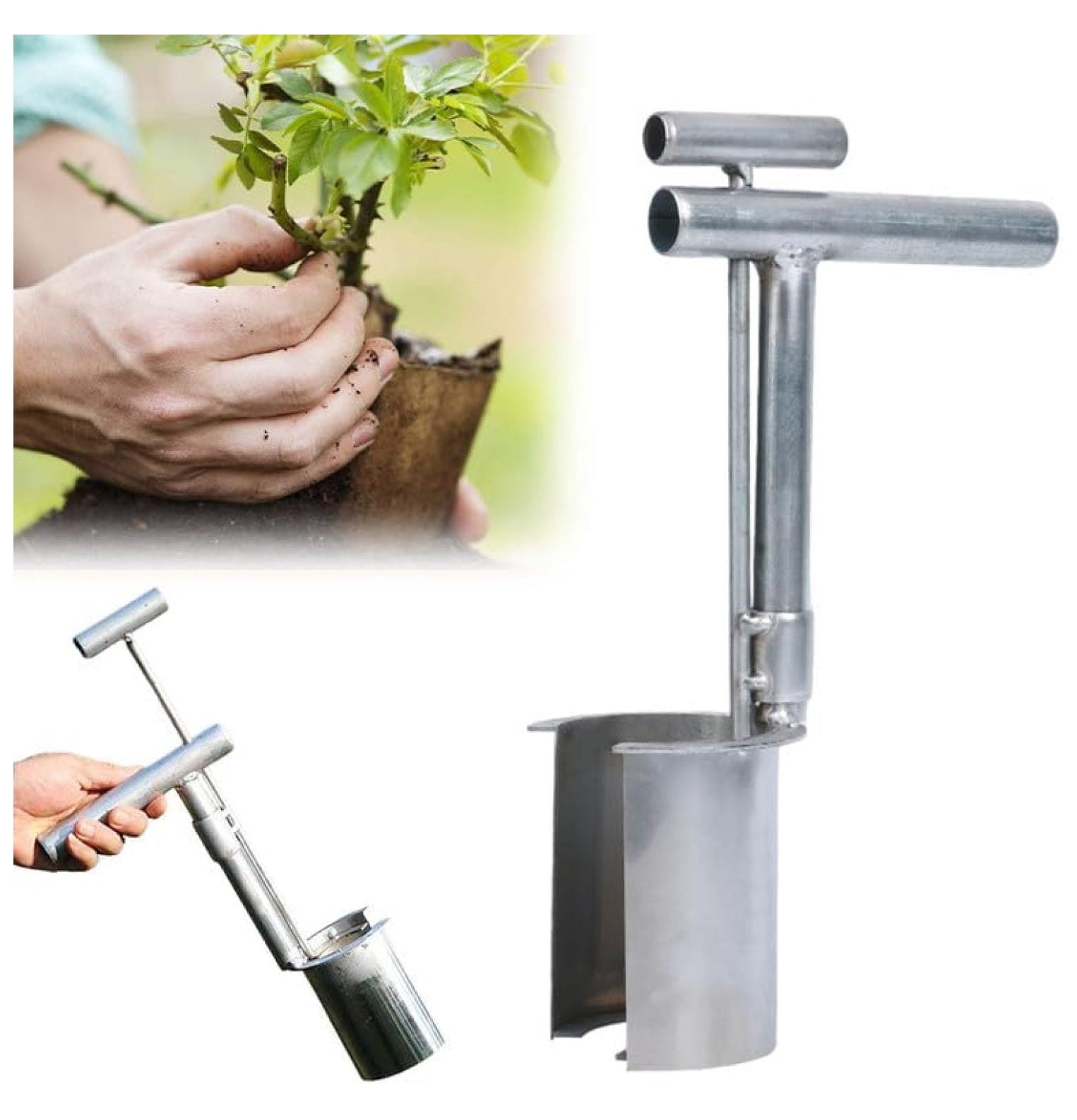 Spring Planting Tools Plant and Fruit Tree Seedling Transplanter, Sod Plugger Tool, Stainless ...
