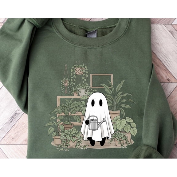 Plant Ghost Sweatshirt, Plant Lady Shirt, Plant Lover , Ghost Crewneck Sweatshirt, Spooky Gardener Shirt, Sweatshirt Size S-5Xl