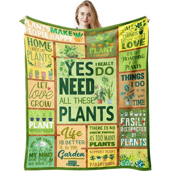 Plant Gifts for Plant Lovers Blankets 50"x60", Mothers Day Garden Gifts for Mom, Plant Lover Gifts for Women, Plant Lady/Mom Gifts for Women, Plant Themed Gifts, Unique Gifts for Plant Lovers