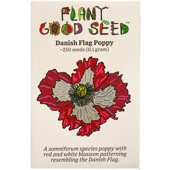 Plant Good Seed Danish Flag Poppy Seeds, Papaver Somniferum Strain Certified Organic Plant Seeds, 250 per Envelope