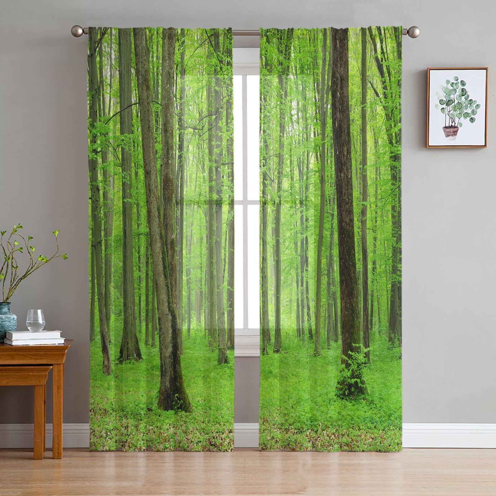 Plant Green Forest Tree Tulle Curtains for Living Room Bedroom ration ...