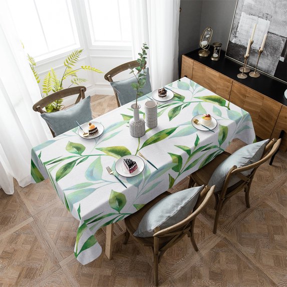 Plant Green Leaf Tablecloths for Dining Table Waterproof Rectangular Table Cover for Kitchen Living Room