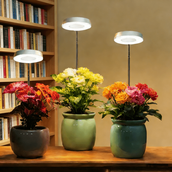 Plant Grow Light, LED Growing Light for Indoor Plants, Full Spectrum Desk Growth Lamp Automatic Timer(3/9/12Hrs) & Height Adjustable, 10 Dimmable Brightness for Small Plants, 3 Packs, White