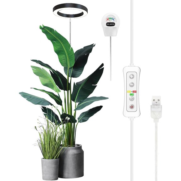 Plant Grow Light Led Growing Full Spectrum For Indoor Plants Paired With A Soil Tester Height Adjustable Automatic Timer 5v Low Safe Idea Large