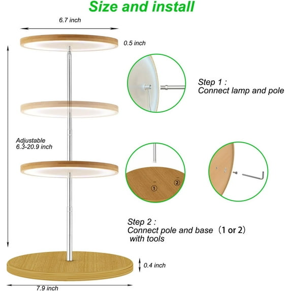 Plant Grow Light for Indoor Plant,Bamboo Mini LED Grow Light Garden ...
