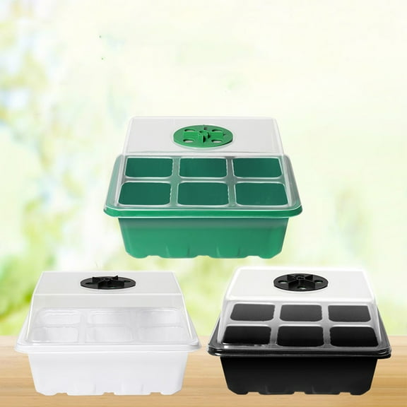 Plant Growing Tray Set 6-Hole Rectangular Starter Kit with Light Extractor, Transparent Humidity Dome Cover (8.5cm/3.3 inch Tall), Detachable Base, 10 White Labels, Non-BPA Durable Plastic