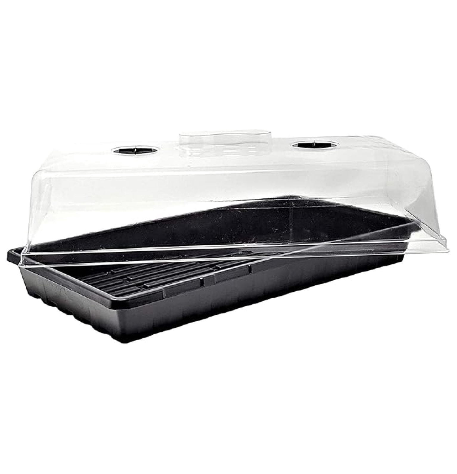 Plant Growing Trays (No Drain Holes) - 20" x 10" - Perfect Garden Seed Starter Grow or Drip Trays: for Seedlings, Indoor Gardening, Growing Microgreens, Wheatgrass (5 Trays and 5 Humidity Domes)