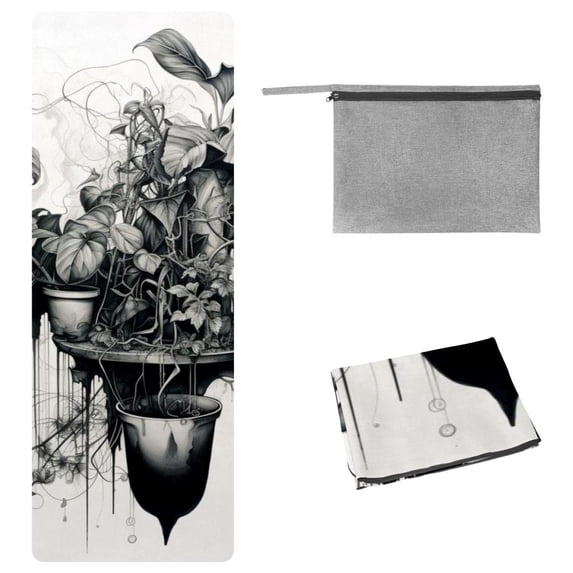 Plant Gym Towel with Storage Bag, 72.8"x26.8", Suitable for Yoga, Pilates, Fitness, etc.