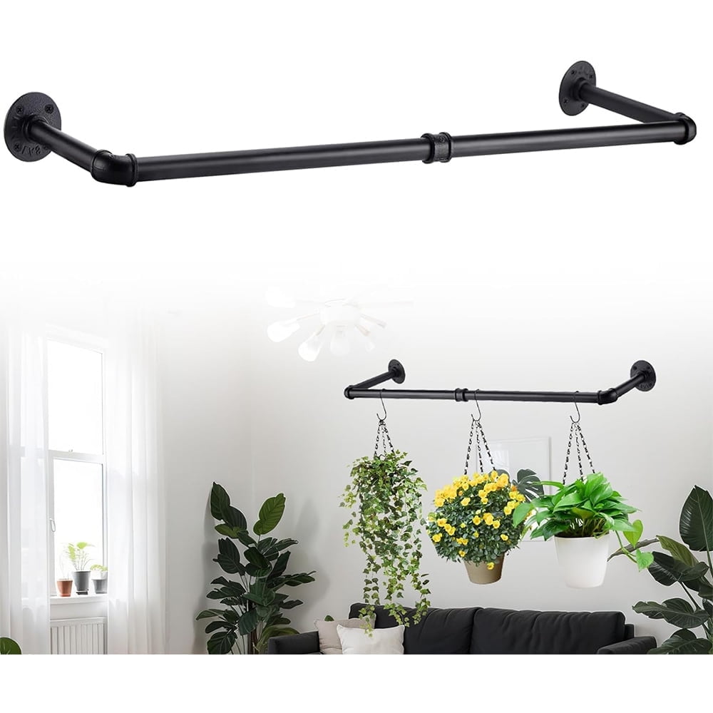 Plant Hanger Indoor, 35.4in Strong Load-Bearing Hanging Plant Holder,  Window Plant Rod Black Metal Bar for Wall Ceiling Decor Shelves(Pot Chain &  Plant Not Included) - Walmart.com