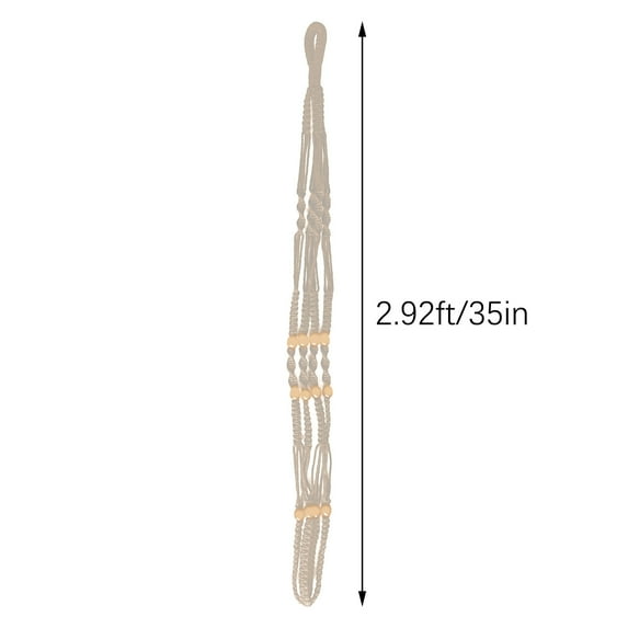 Plant Hanger Indoor Hanging Planter Basket with Wood Beads Handmade Woven Cotton Rope Flower Pot Holder Stand for Boho Outdoor Home Decor No Tassels, 32 Inch,2x flowerpot net bag, 2x hook, 2x nail