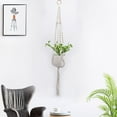 thumbnail image 1 of Plant Hanger,Macrame Woven Cotton Rope Basket with Wood Beads for 10in Pots,Bohemian Wall Decor for Indoor Herb Garden and Home Aesthetic Display(Beige), 1 of 4