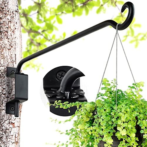 Plant Hanger Outdoor: 16 Inch Bird Feeder Bracket for Garden Patio Decor - Swivel Adjustable Wall Mount Plant Hook for Hanging Flower Baskets