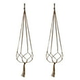 thumbnail image 1 of Plant Hanger Set of 2 Indoor Hanging Planter Basket 41.34" Handmade Woven Cotton Rope Flower Pot Crochet Plant Holder Stand for Home Decor with Tassels,Hanging Plant Holder,Rope Plant Hanger,Brown, 1 of 1