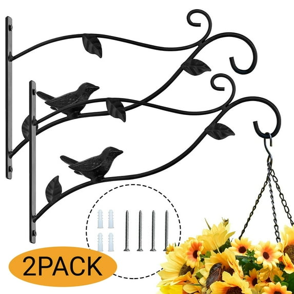 Plant Hanger Wall Hooks for Hanging Plant Bracket for inside outside Use Sturdy Bird Feeders, Lanterns, Sconces, and Wind Chimes 2-Pack 02