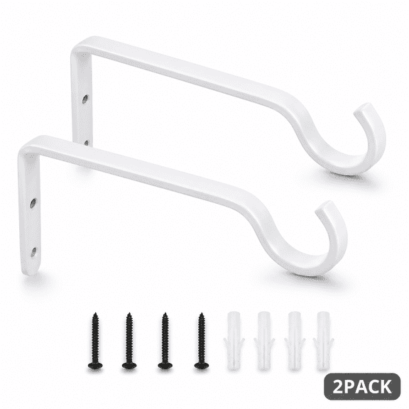Plant Hangers Wall Hooks Hanging for Lanterns, Bird Feeder, Flower Basket, Home Decor Indoor and Outdoor White 2 Pack