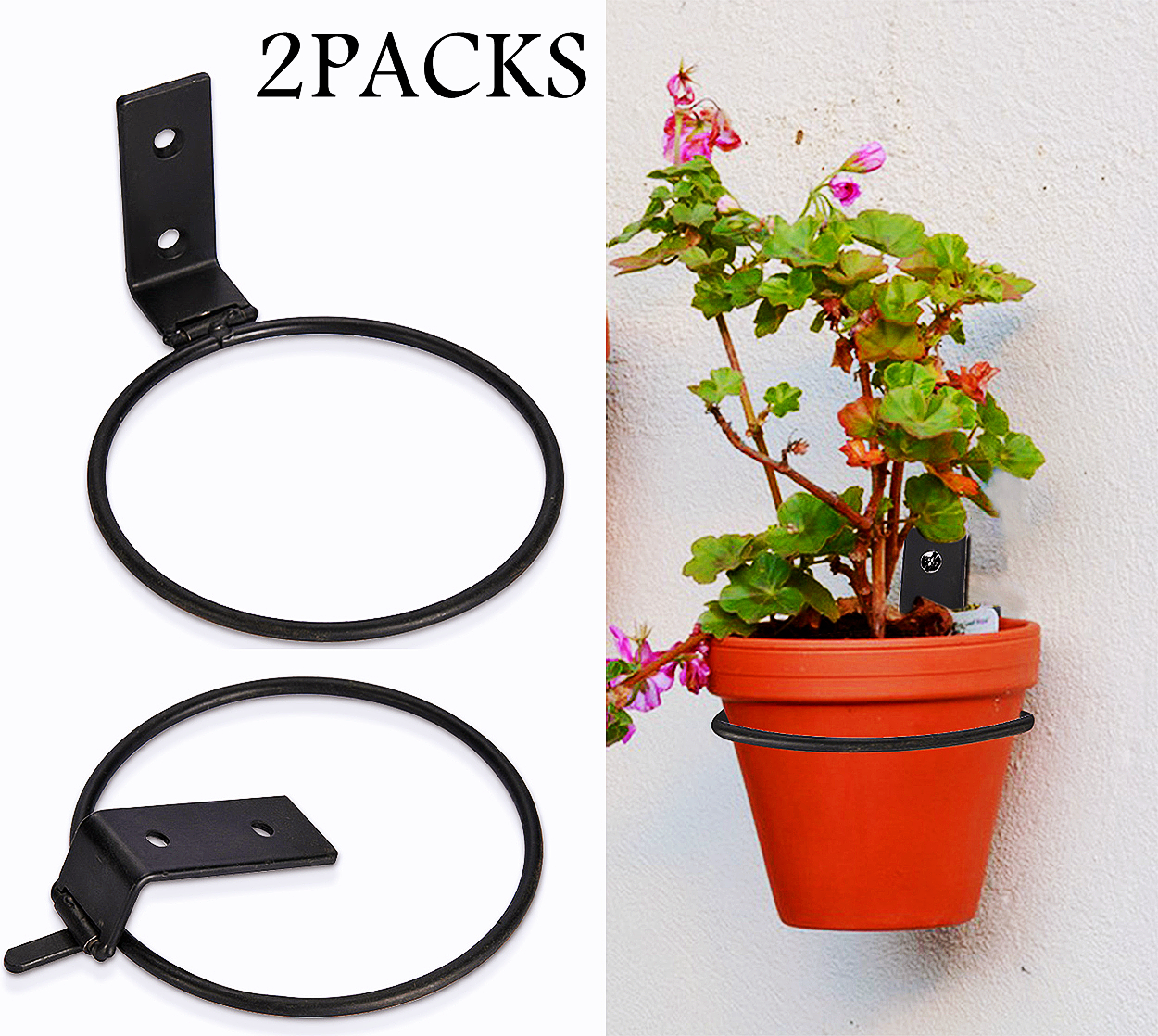 Panacea 6 In. Black Powder-Coated Wrought Iron Flower Pot Ring 89066 ...