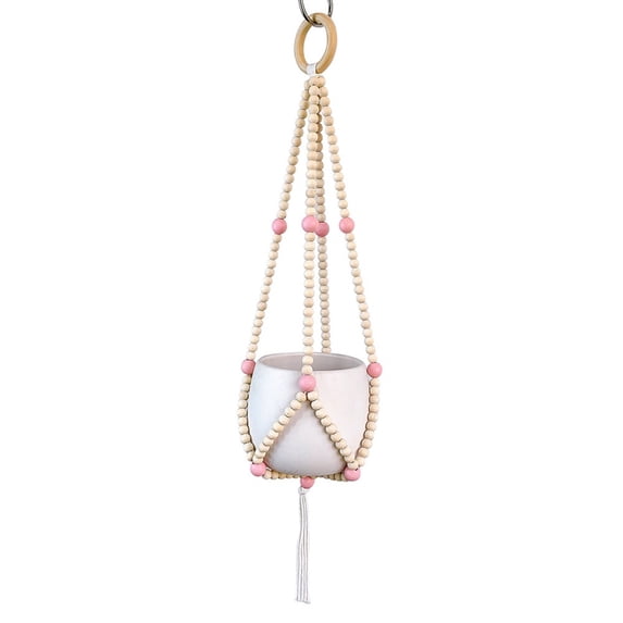 Plant Hanging Rack Indoor Hanging Planter Basket with Wooden Beads Decorative Planter Rack with Tassels for Indoor and Outdoor Bohemian Home Decor (Planter Not Included)
