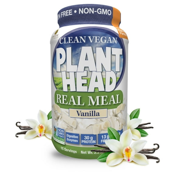 Nature's Answer Plant Head Real Meal Vanilla 30 g Plant Protein Powder 2.3 lb, Clean Vegan Meal Shake, Non-Dairy, Gluten-Free, Low Sugar