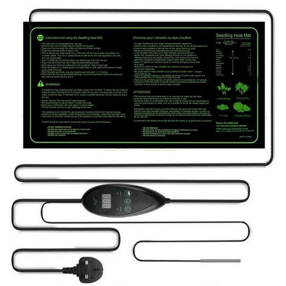 Plant Heating Mat Pets Warm Pad Incubator 6-Speed Thermostat Timed Nurturing Waterproof Greenhouse Mats (B)EU Plug,1 x Plant Heating Mat,Black