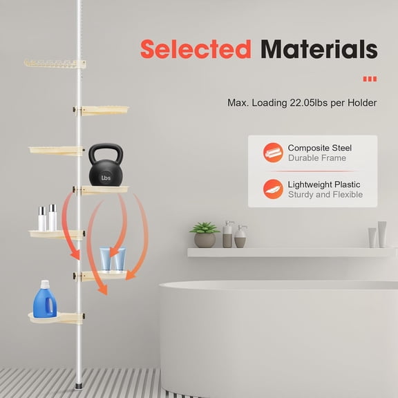 Plant Holder Pole, Tension Rod Rack Stands, Plant Decorative Display Rack, Floor to Ceiling, 7-Layer Flower Display Stand for Displaying Flowers and Potted$$Garden & Patio