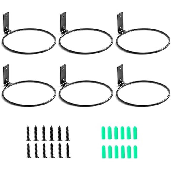 Plant Holder Ring 6 Inch Wall Mounted, 6 Pack Flower Pot Hangers Metal Plant Stand Hanging Bracket Basket Hooks