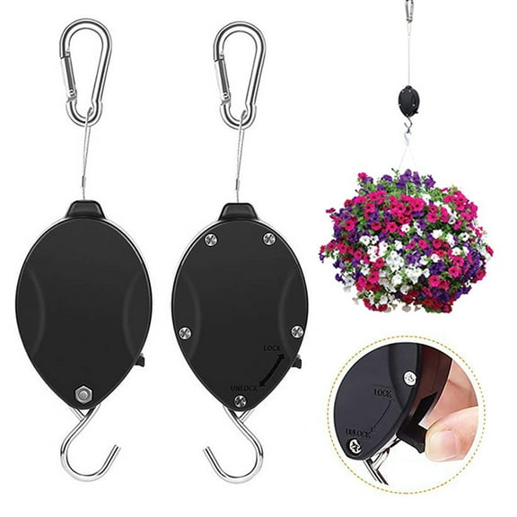 Plant Hook Pulley Retractable Garden Baskets Pots Hanger Telescoping Bird Feeder Pulley Hanger Stainless Steel Rope Hook