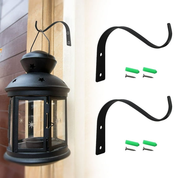 Plant Hooks for Wall, Plant Hanger Hook, Black Ornament Hooks, Heavy Duty Plant Hangers Outdoor, 2Pcs Decorative Wall Plant Hanger, Rustic Metal Planter Hook 4.5x3.54 In