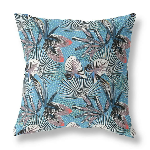 Plant Illusion Indoor/Outdoor Pillow in Black Blue 18x18