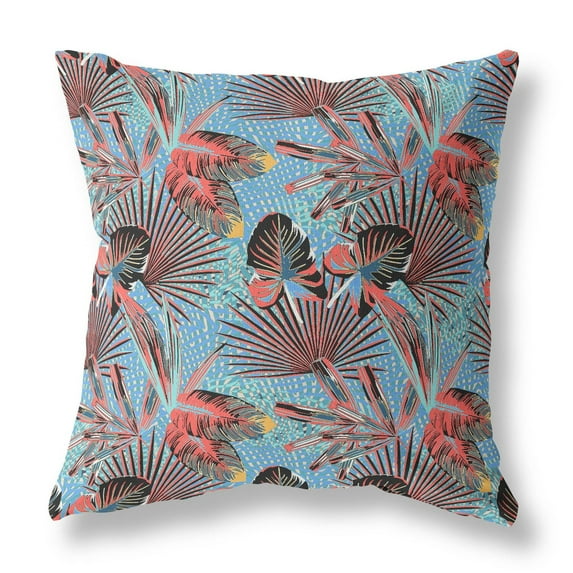 Plant Illusion Indoor/Outdoor Pillow in Red Aqua 20x20