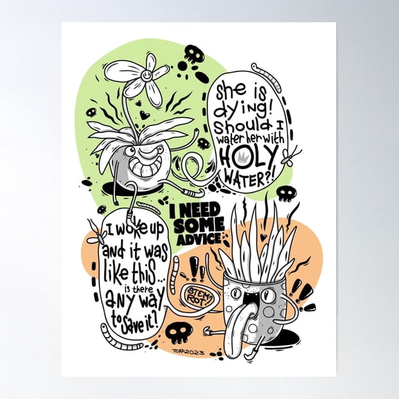 Plant Jokes Lowbrow Comics I Need Some Advice! Poster Wall Art, Modern Wall Decor For Living Room Bedroom, 8x12 UNFRAMED