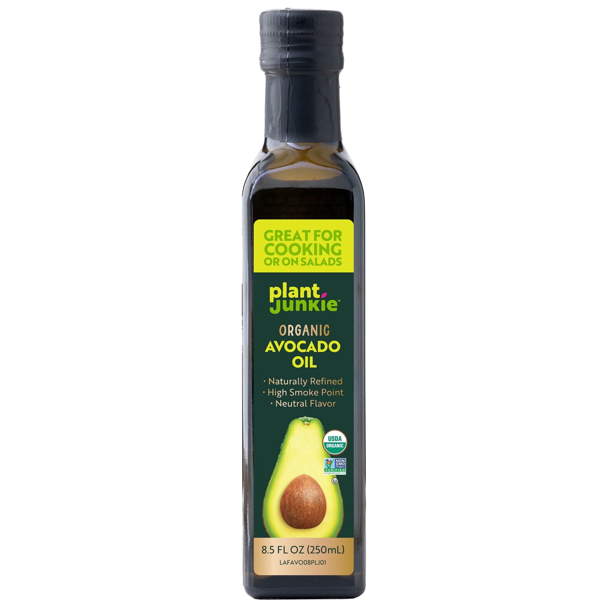 Plant Junkie Organic Avocado Oil, 8.5 fl oz (250 ml), Glass Bottle - 3 Pack