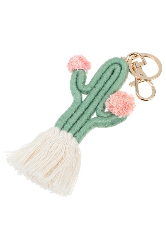 Plant Keychain Initial Charm Cactus Pendant Bag Hanging Decor Shape