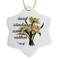 thumbnail image 1 of 3drose, Plant Kindness and Gather Love Proverb with Daffodils, 3 inch Snowflake Porcelain Ornament, 1 of 7