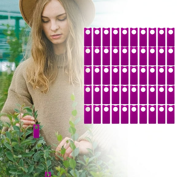 Plant Labels 100pcs Gardening Plant Hanging Collar Tag Plant Tree Tags Plant Identification Board Nursery Garden Labels Gardening Tags,Purple,1.97*0.79 inch