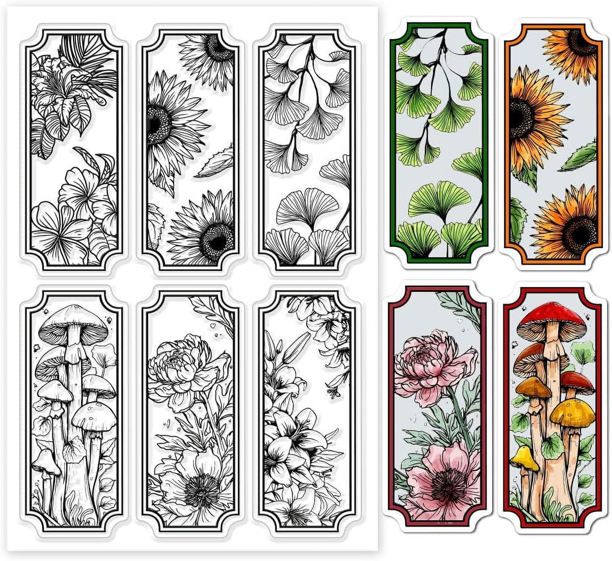 Plant Labels Clear Stamps Flowers Ginkgo Leaves Mushrooms Bookmark ...