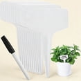 thumbnail image 1 of Plant Labels, T-Type Tags with Marking Pen, White Plastic Markers for Nursery, Garden, Seedlings, Flower Vegetables, Herb, 1 of 4